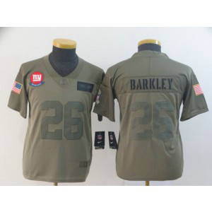 Nike Giants 26 Saquon Barkley Olive 2019 Salute To Service Limited Youth Jersey