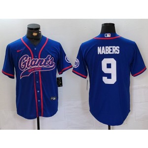 Nike Giants 9 Nabers Blue Vapor Baseball Limited Men Jersey