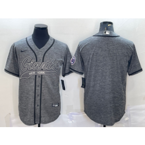 Nike Giants Blank Grey With Patch Vapor Baseball Limited Men Jersey