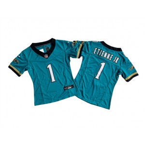 Nike Jaguars 1 Travis Etienne JR Teal Vapor Untouchable Limited Women Jersey(Run Small)