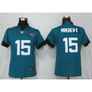 Nike Jaguars 15 Gardner Minshew II Teal Vapor Untouchable Limited Women Jersey