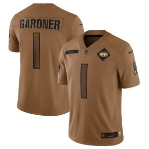 Nike Jets 1 Sauce Gardner 2023 Brown Salute To Service Limited Men Jersey Nike Jets 1 Sauce Gardner 2023 Brown Salute To Service Limited Men Jersey