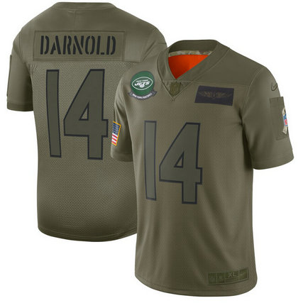 Nike Jets 14 Sam Darnold 2019 Olive Salute To Service Limited Jersey