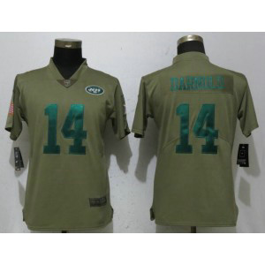 Nike Jets 14 Sam Darnold Olive 2017 Salute To Service Limited Women Jersey