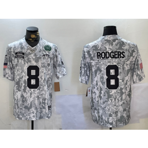 Nike Jets 8 Aaron Rodgers Arctic Camo 2024 F.U.S.E. Salute to Service Limited Men Jersey