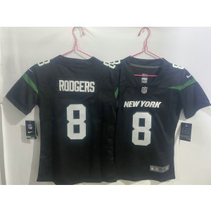 Nike Jets 8 Aaron Rodgers Black Vapor Untouchable Limited Women Jersey