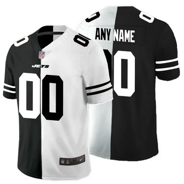 Nike Jets Customized Black And White Split Vapor Untouchable Limited Jersey