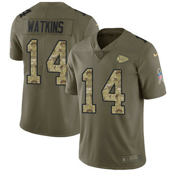 Nike Kansas City Chiefs #14 Sammy Watkins Olive Camo Men's Stitched NFL Limited 2017 Salute To Service Jersey