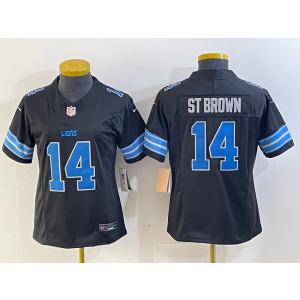 Nike Lions 14 St Brown Black 2024 F.U.S.E. Vapor Limited Women Jersey