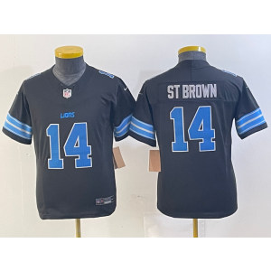 Nike Lions 14 St Brown Black 2024 F.U.S.E. Vapor Limited Youth Jersey