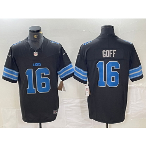 Nike Lions 16 Jared Goff Black 2024 F.U.S.E. Vapor Limited Men Jersey