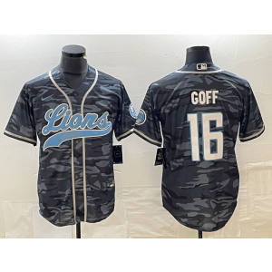 Nike Lions 16 Jared Goff Camo Baseball Vapor Limited Men Jersey