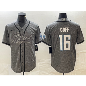Nike Lions 16 Jared Goff Grey Baseball Vapor Limited Men Jersey