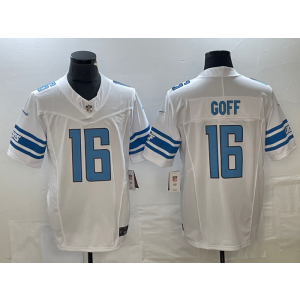 Nike Lions 16 Jared Goff White 2023 F.U.S.E Vapor Limited Men Jersey