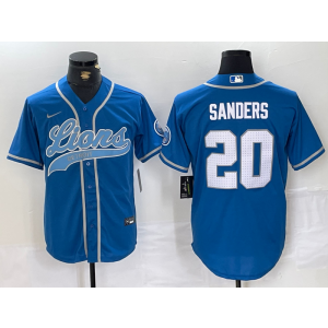 Nike Lions 20 Barry Sanders Blue Vapor Baseball Limited Men Jersey