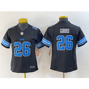 Nike Lions 26 Jahmyr Gibbs Black 2024 F.U.S.E. Vapor Limited Women Jersey
