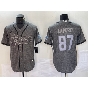 Nike Lions 87 Laporta Gray Baseball Vapor Limited Men Jersey