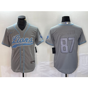 Nike Lions 87 Laporta Grey Baseball Vapor Limited Men Jersey