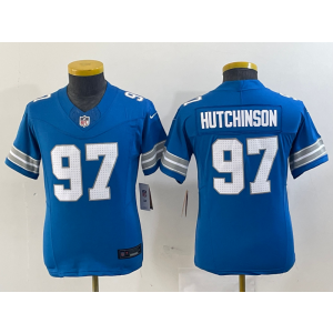 Nike Lions 97 Aidan Hutchinson Blue 2024 F.U.S.E. Vapor Limited Youth Jersey