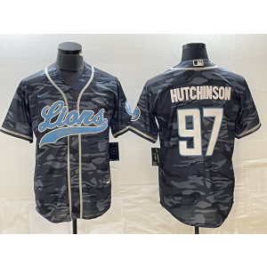 Nike Lions 97 Aidan Hutchinson Camo Baseball Vapor Limited Men Jersey