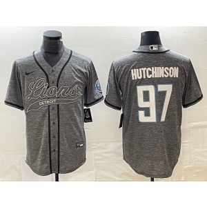 Nike Lions 97 Aidan Hutchinson Grey Baseball Vapor Limited Men Jersey