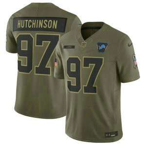 Nike Lions 97 Aidan Hutchinson Olive 2025 Salute to Service F.U.S.E. Vapor Limited Men Jersey