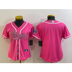 Nike Lions Blank Pink With Patch Vapor Baseball Limited Women Jersey(Run Small) Nike Lions Blank Pink With Patch Vapor Baseball Limited Women Jersey(Run Small)