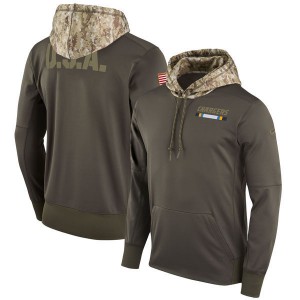 Nike Los Angeles Chargers Olive 2017 Salute to Service Sideline Therma Pullover Men Hoodie