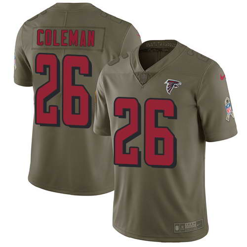 Nike Men's Atlanta Falcons #26 Tevin Coleman Olive 2017 Salute To Service Stitched NFL Limited Jersey
