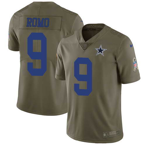 Nike Men's Dallas Cowboys #9 Tony Romo Olive 2017 Salute To Service Stitched NFL Limited Jersey Nike Men's Dallas Cowboys #9 Tony Romo Olive 2017 Salute To Service Stitched NFL Limited Jersey