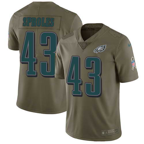 Nike Men's Philadelphia Eagles #43 Darren Sproles Olive 2017 Salute To Service Stitched NFL Limited Jersey Nike Men's Philadelphia Eagles #43 Darren Sproles Olive 2017 Salute To Service Stitched NFL Limited Jersey