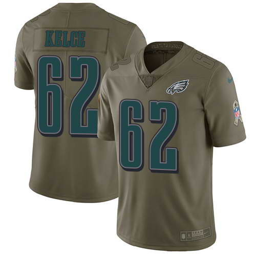 Nike Men's Philadelphia Eagles #62 Jason Kelce Olive 2017 Salute To Service Stitched NFL Limited Jersey