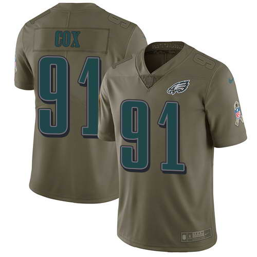 Nike Men's Philadelphia Eagles #91 Fletcher Cox Olive 2017 Salute To Service Stitched NFL Limited Jersey Nike Men's Philadelphia Eagles #91 Fletcher Cox Olive 2017 Salute To Service Stitched NFL Limited Jersey
