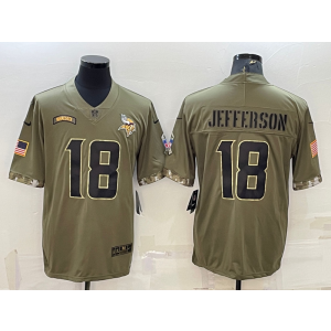 Nike Minnesota Vikings 18 Justin Jefferson Olive 2022 Salute To Service Limited Men Jersey Nike Minnesota Vikings 18 Justin Jefferson Olive 2022 Salute To Service Limited Men Jersey