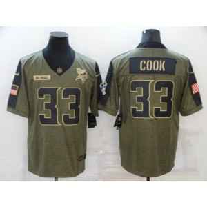 Nike Minnesota Vikings 33 Dalvin Cook 2021 Olive Salute To Service Limited Men Jersey