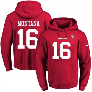 Nike NFL 49ers 16 Joe Montana Red Men Pullover Hoodie