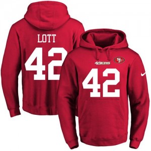Nike NFL 49ers 42 Ronnie Lott Red Men Pullover Hoodie