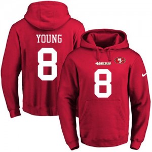 Nike NFL 49ers 8 Steve Young Red Men Pullover Hoodie