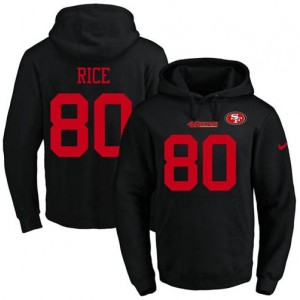 Nike NFL 49ers 80 Jerry Rice Black Men Pullover Hoodie