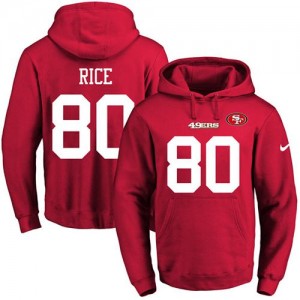 Nike NFL 49ers 80 Jerry Rice Red Men Pullover Hoodie