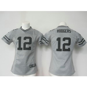 Nike NFL Packers 12 Aaron Rodgers Gridiron Gray II Women Jersey