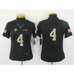 Nike NFL Raiders 4 Derek Carr Anthracite 2016 Salute to Service Women Jersey