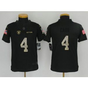 Nike NFL Raiders 4 Derek Carr Anthracite 2016 Salute to Service Youth Jersey