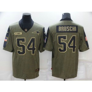 Nike New England Patriots 54 Tedy Bruschi 2021 Olive Salute To Service Limited Men Jersey
