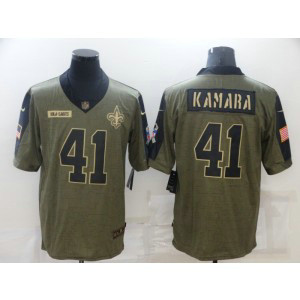 Nike New Orleans Saints 41 Alvin Kamara 2021 Olive Salute To Service Limited Men Jersey