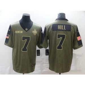 Nike New Orleans Saints 7 Taysom Hill 2021 Olive Salute To Service Limited Men Jersey