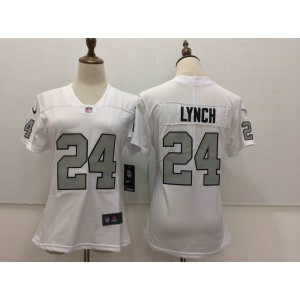 Nike Oakland Raiders 24 Marshawn Lynch Color Rush White Women Jersey