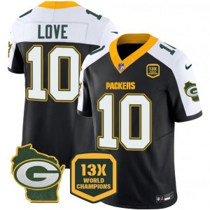 Nike Packers 10 Jordan Love Black White F.U.S.E. Home Patch 13 Time World Champions Vapor Limited Men Jersey