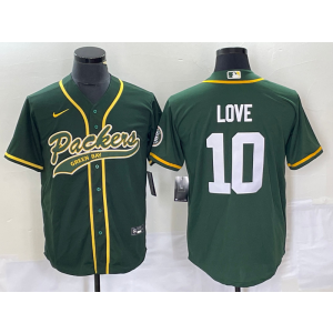 Nike Packers 10 Jordan Love Green Baseball Vapor Limited Jersey