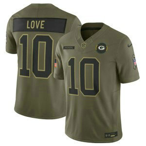 Nike Packers 10 Jordan Love Olive 2025 Salute to Service F.U.S.E. Vapor Limited Men Jersey